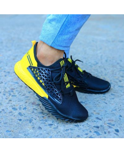 Mens Black and Yellow  Walking Breathable Comfort Sports Sneaker